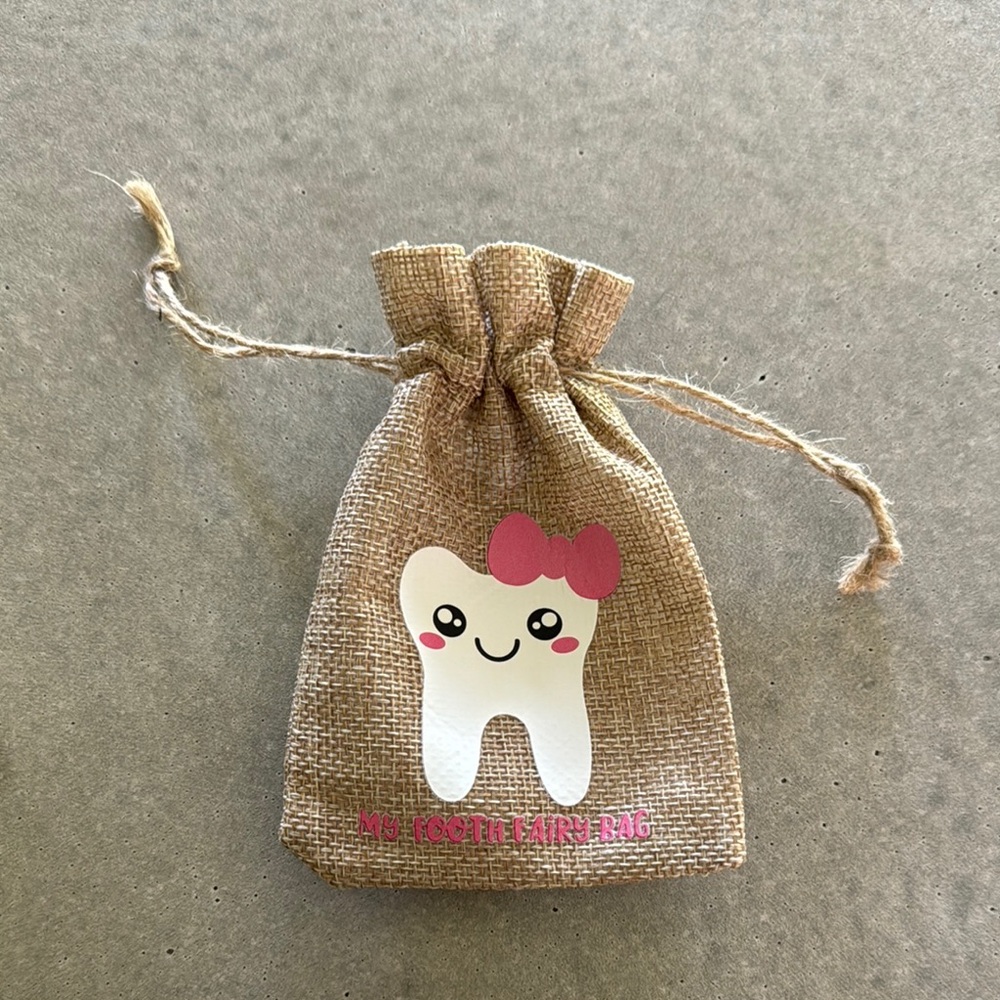 NWOT MINI BURLAP POUCH SAC TOOTH FAIRY BAG